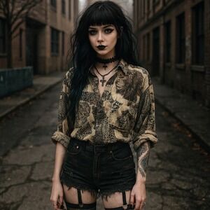 Hot Stuff Women's‎ 80s Button Up Animal Print Top Short Sleeve Womens Size Large